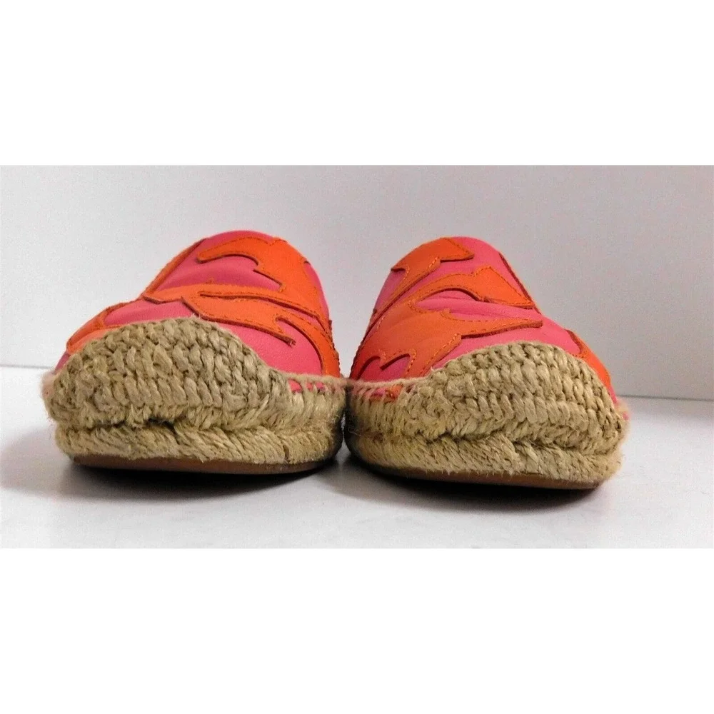 Tory Burch‎ Shaw Pink Red Leather Medallion Logo Espadrille Flat 5.5